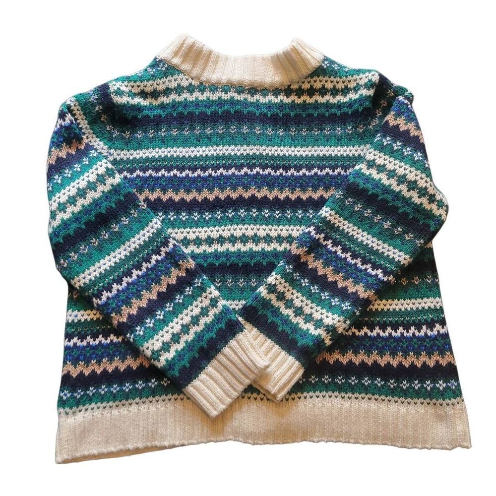 Talbots Sweater Jacket Women's Large Petite Fair Isle Metallic Preppy Colorful - Picture 3 of 7